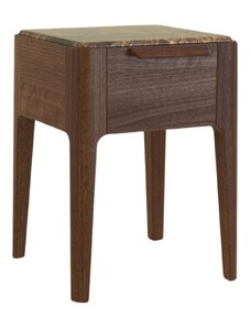 Ořechový noční stolek Miotto Marano 43 x 42 cm s mramorovou deskou