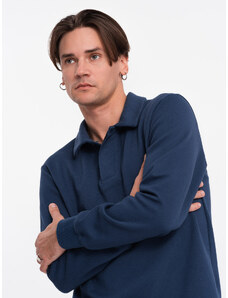 Ombre Men's structured knit polo collar sweatshirt - dark blue