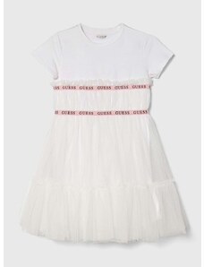 Dívčí šaty Guess bílá barva, mini