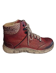 Kacper 4-153 dámská zimní kožená obuv červená šíře H