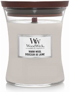 WoodWick vonná svíčka s dřevěným knotem střední Warm Wool 275g