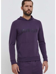 Mikina Calvin Klein Underwear fialová barva, s kapucí, s potiskem