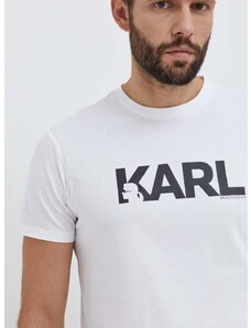 Bavlněné tričko Karl Lagerfeld bílá barva, s potiskem