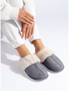 Women's grey fur slippers Shelvt