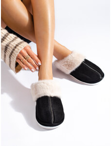 Women's fur slippers black Shelvt