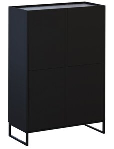 Černá lakovaná komoda Windsor & Co Helene 90 x 40 cm s mramorovým dekorem