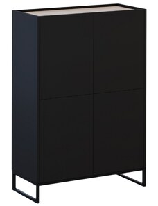 Černá lakovaná komoda Windsor & Co Helene 90 x 40 cm s dubovým dekorem