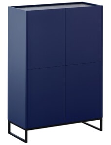 Modrá lakovaná komoda Windsor & Co Helene 90 x 40 cm s mramorovým dekorem