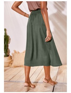 Blancheporte Jednobarevná sukně na knoflíky, eco-friendly viskóza khaki 54