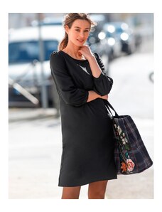 Blancheporte Rovné jednobarevné šaty se 7/8 rukávy černá 46