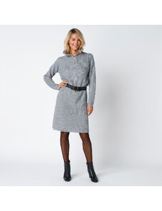 Blancheporte Pulovrové šaty se stojáčkem na zip, mohérové na dotek šedý melír 54
