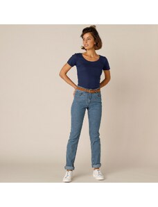 Blancheporte Jednobarevné tričko s krátkými rukávy, bio bavlna nám.modrá 54