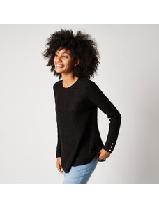 Blancheporte Rozšířený pulovr, hladký pletený vzor černá 54