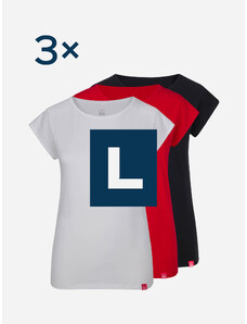 CityZen Triplepack dámských triček ALTA černá, bílá, červená - L