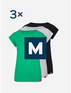 CityZen Triplepack dámských triček BREDA - černá, bílá, zelená - M