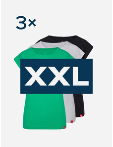 CityZen Triplepack dámských triček BREDA - černá, bílá, zelená - XXL