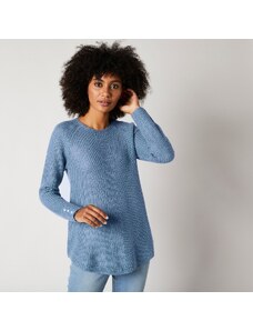 Blancheporte Rozšířený pulovr, hladký pletený vzor modrošedá 38/40