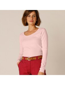 Blancheporte Jednobarevné tričko s dlouhými rukávy, bio bavlna růžová pudrová 34/36