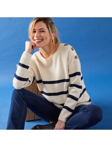 Blancheporte Pruhovaný pulovr z recyklovaného polyesteru (1) režná/nám. modrá 50