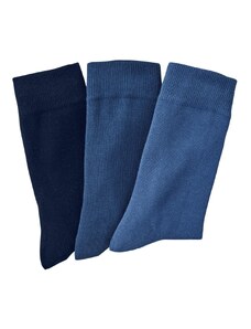 Blancheporte Sada 3 párů klasických ponožek modrá 39-42