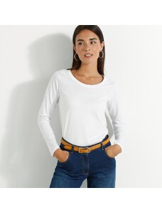 Blancheporte Jednobarevné tričko s dlouhými rukávy bílá 50