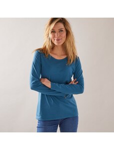 Blancheporte Jednobarevné tričko s dlouhými rukávy modrá 50