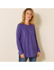 Blancheporte Rozšířený pulovr, hladký pletený vzor fialová 34/36