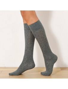 Blancheporte Sada 2 párů vysokých ponožek s copánkovým vzorem béžová+antracitová 35-38