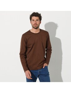 Blancheporte Sada 3 triček s kulatým výstřihem a dlouhými rukávy čokol.+rezavá+šedá 157/166 (6XL)
