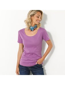 Blancheporte Jednobarevné tričko s krátkými rukávy, bio bavlna fialová 42/44