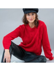 Blancheporte Ažurový pulovr s dlouhými rukávy červená 34/36