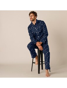 Blancheporte Flanelové pánské pyžamo se vzorem nám.modrá 127/136 (3XL)