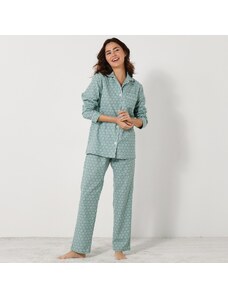 Blancheporte Flanelové pyžamo s potiskem "rozet" světle zelená 34/36