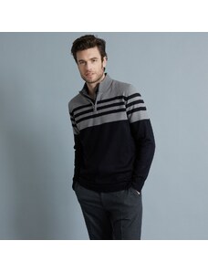 Blancheporte Pruhovaný pulovr se stojáčkem, kašmírový na dotek černá/šedý melír 97/106 (L)