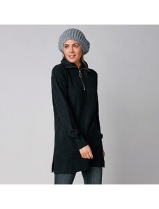 Blancheporte Tunikový pulovr se stojáčkem na zip černá 34/36