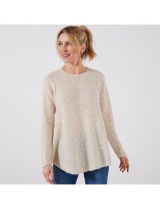 Blancheporte Rozšířený pulovr, hladký pletený vzor režná 46/48