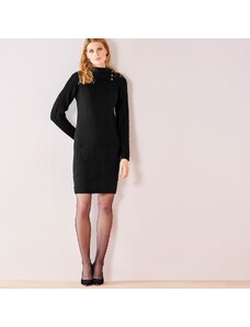 Blancheporte Pulovrové šaty s copánkovým vzorem černá 34/36