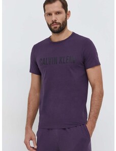 Bavlněné pyžamové tričko Calvin Klein Underwear šedá barva, s potiskem