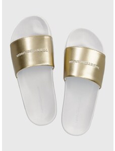 Pantofle Tommy Hilfiger METALLIC POOL SLIDE dámské, zlatá barva, FW0FW07829