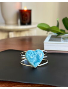 Gaia Crystal Larimar náramek se srdcem silver Dom. rep. 49g TOP