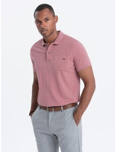 Ombre Clothing Pánské polo tričko s ozdobnými knoflíky - vybledlá růžová V4 S1744