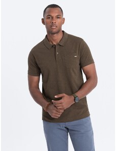 Ombre Clothing Pánské polo tričko s ozdobnými knoflíky - tmavě olivově zelené V5 S1744