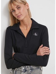 Tričko s dlouhým rukávem Calvin Klein Jeans černá barva, J20J222556
