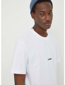 Bavlněné tričko MSGM bílá barva