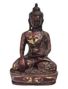 Buddha Šakjamuni, sedící, vyřezávané roucho, vínová pryskyřice, 16cm