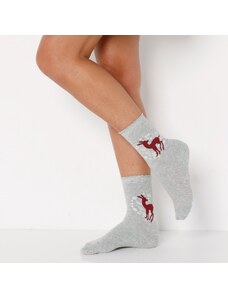 Blancheporte Sada 5 párů ponožek s vánočními motivy bordó/šedá 35-38