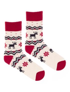 Fusakle Vlněné ponožky Vlnáč Nordic červený lem