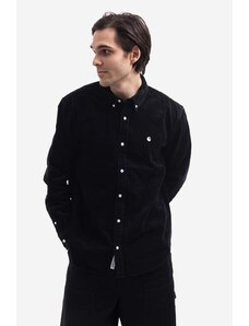 Bavlněná košile Carhartt WIP černá barva, regular, s klasickým límcem