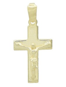 Pfleger Stříbrný přívěšek hladký křížek s Ježíšem 35mm pozlacený