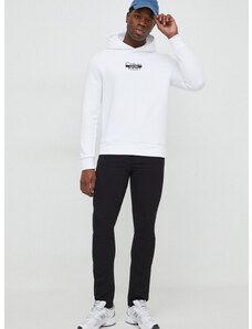 Mikina Calvin Klein pánská, bílá barva, s kapucí, s potiskem, K10K112251
